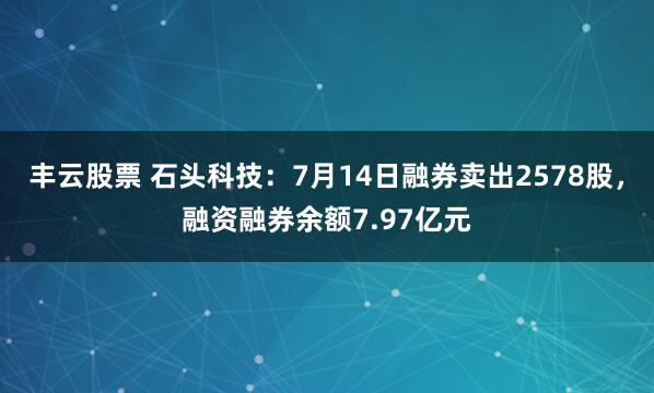 丰云股票 石头科技：7月14日融券卖出2578股，融资融券余额7.97亿元